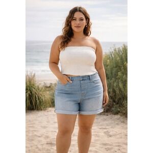 Judy Blue Los Angeles Denim Jean Shorts Womens 1XL Plus Size Stretch Cuffed